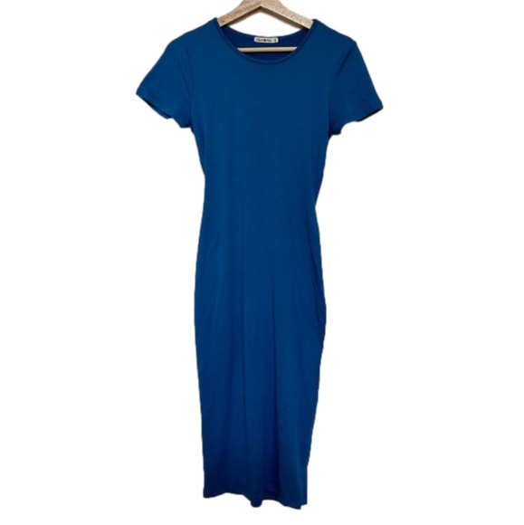 Heart Hips Blue Maxi Sundress Bodycon Fitted Women’s Slit Split Dress Twist Back - Picture 1 of 6